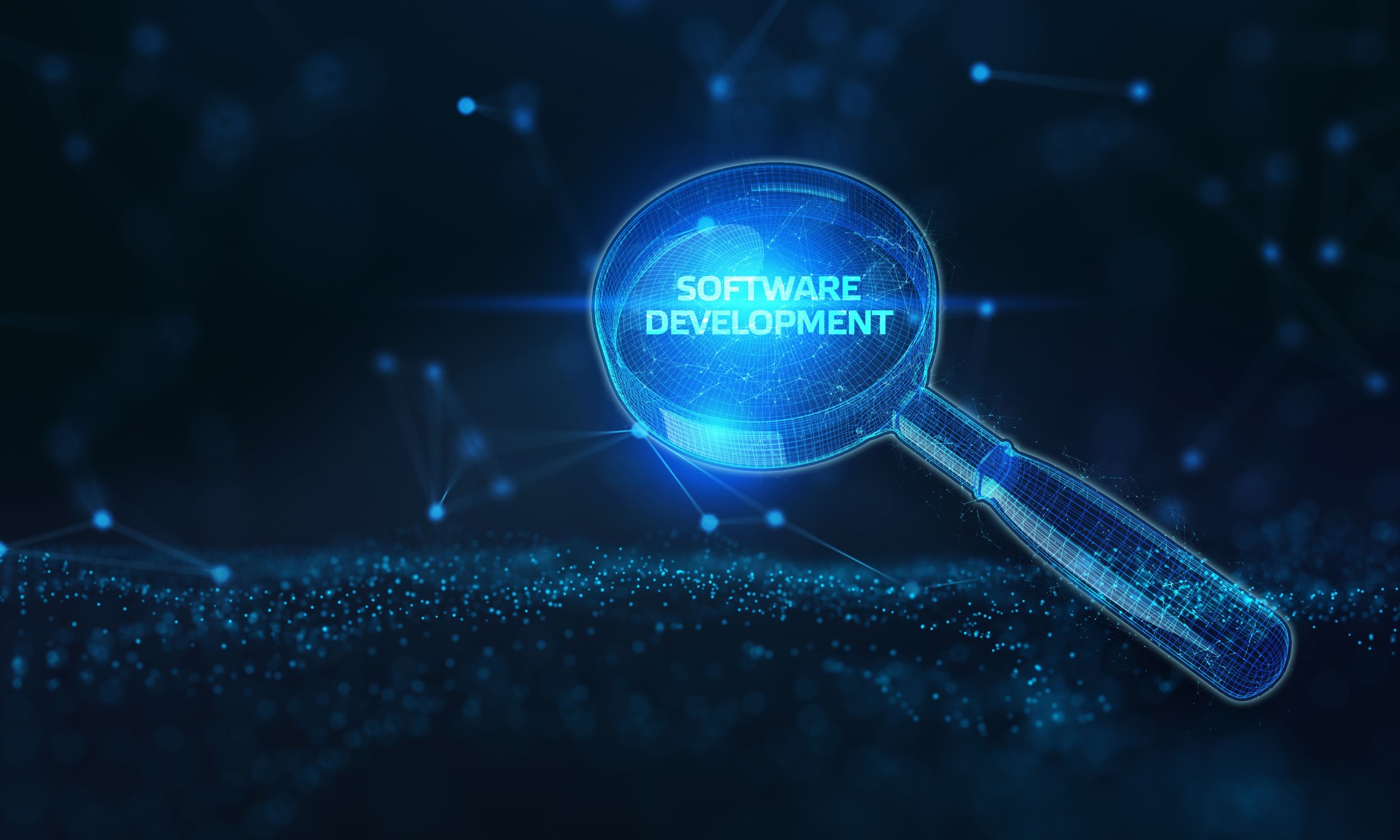 Desarrollo de software de inscripción en la pantalla virtual. Concepto de negocios, tecnología moderna, Internet y redes.